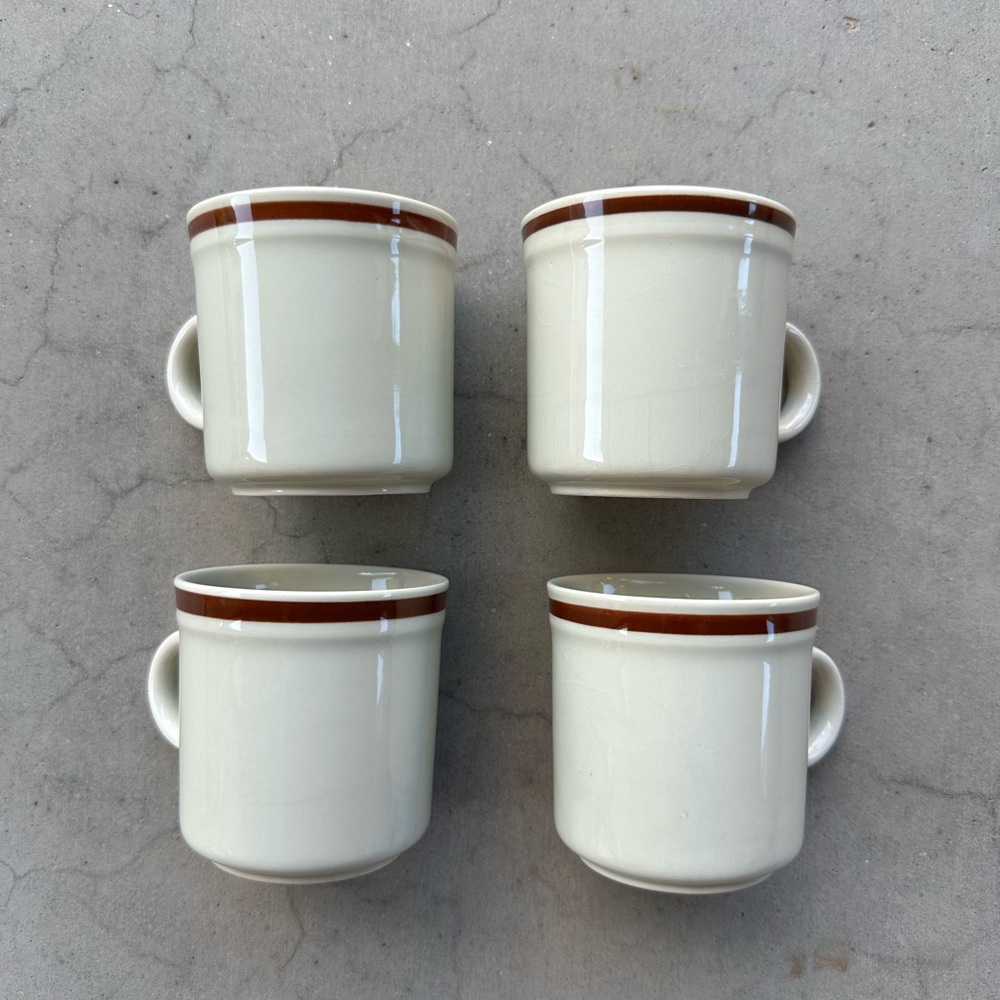 4 vintage stoneware ceramic mid century modern mugs 8oz